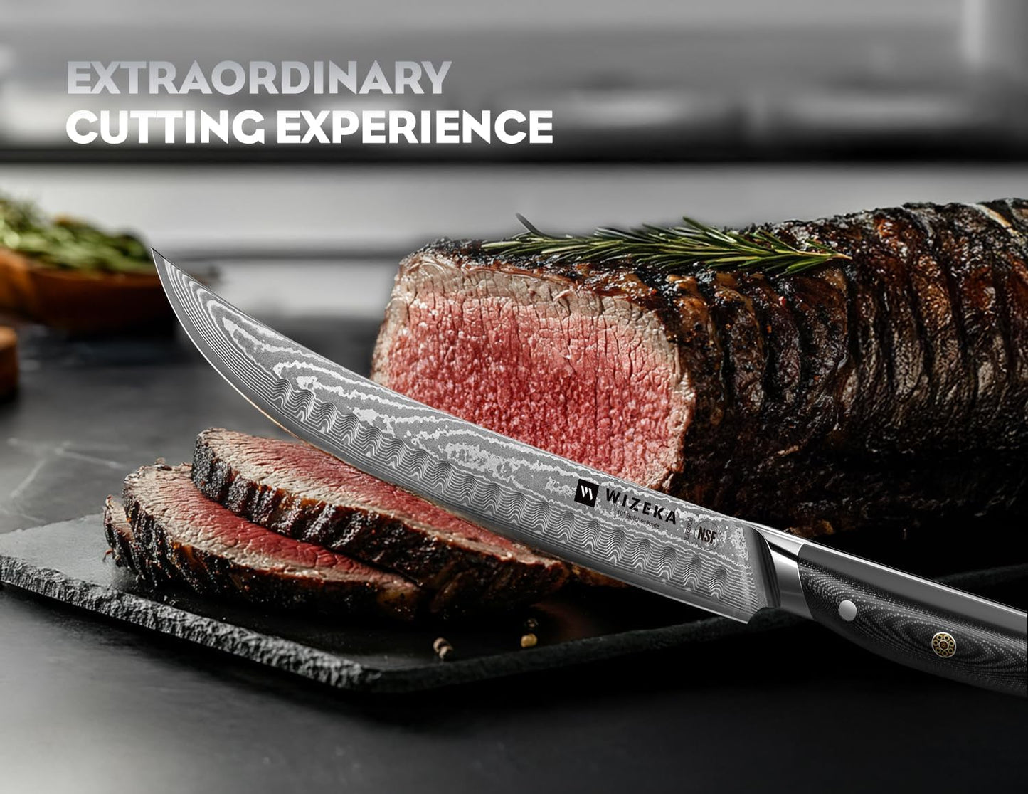 WIZEKA 10 inch Damascus Serrated Bread Knife for Homemade Bread: Razor Sharp VG10 Damascus Steel Multifunction Serrated Knife for Slicing Homemade Bread, Bagels, Cake