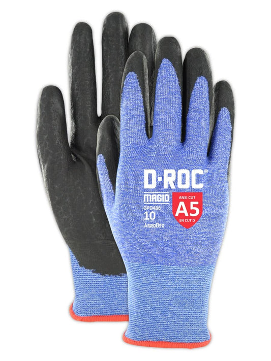MAGID D-ROC AeroDex ANSI A5 Nitrile Coated Touchscreen Work Gloves, 1 Pair, Size 8/Medium (GPD486)