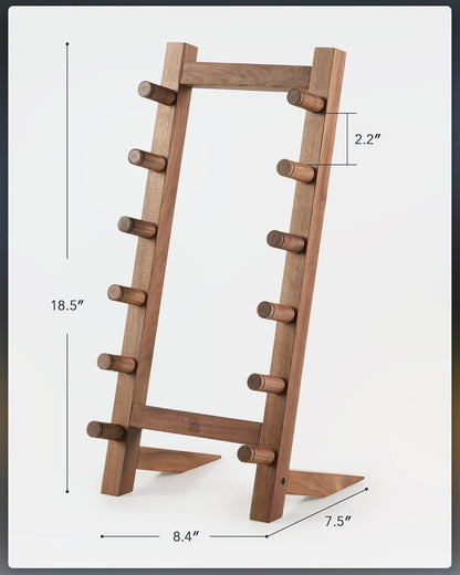 KYOKU Wooden Knife Stand, 6 Layer Natural Wood Knife Display Stand, Japanese Style Kitchen Knife Holder with Wide Support Legs, Knife Block Countertop Tabletop Organizer for Home Restaurant Kitchen