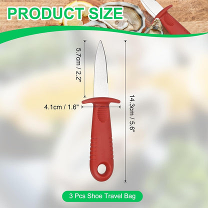 uxcell 3 Pcs Stainless Steel Oyster Shucking Knife, Oyster Shucking Shell Opener Knife Non-Slip for Shellfish Opening Seafood Restaurants Home Use, Red
