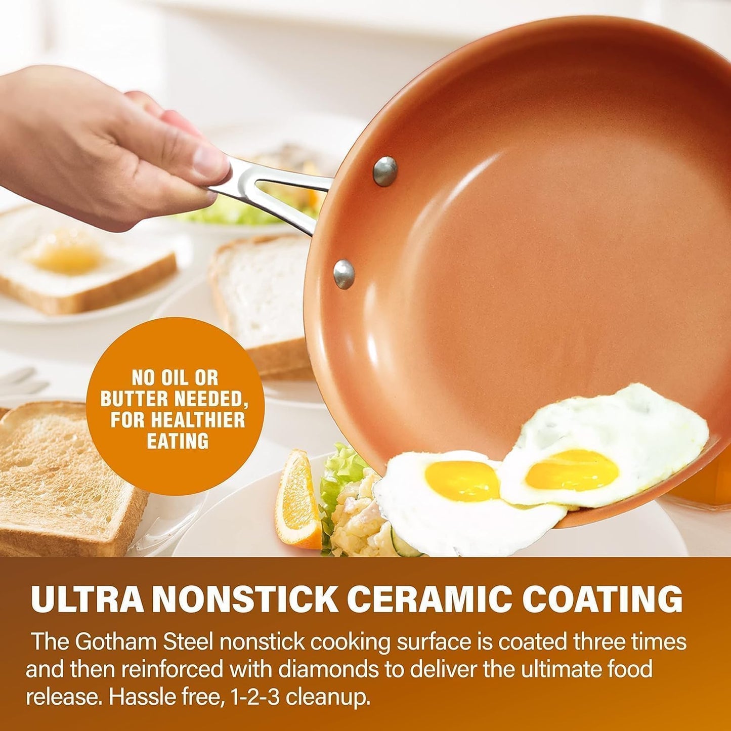 Gotham Steel 20pcs Pots and Pans Set Non Stick Ceramic Cookware Set with Deep Frying Pan Set & 6pc Knife Set, Improved Ti-Cerama Coating Made without PFOA PFOS Lasts 2x Longer, Oven & Dishwasher Safe