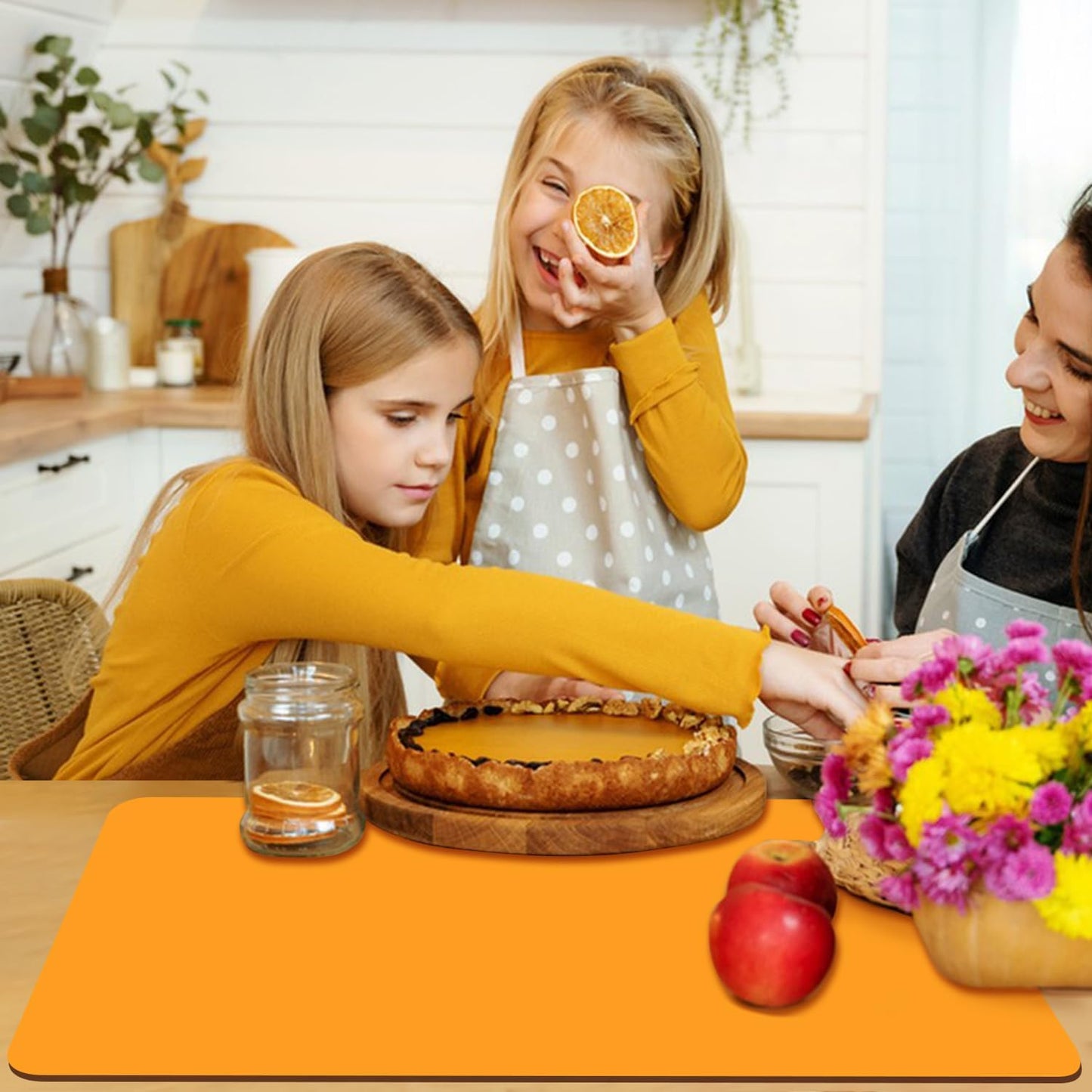 Extra Large Dark Green Countertop Mat - Silicone Table Kitchen Desk Mat - Non-Slip & Heat Resistant - Dinner Placemat Pastry Dough Rolling Mat - Colors A