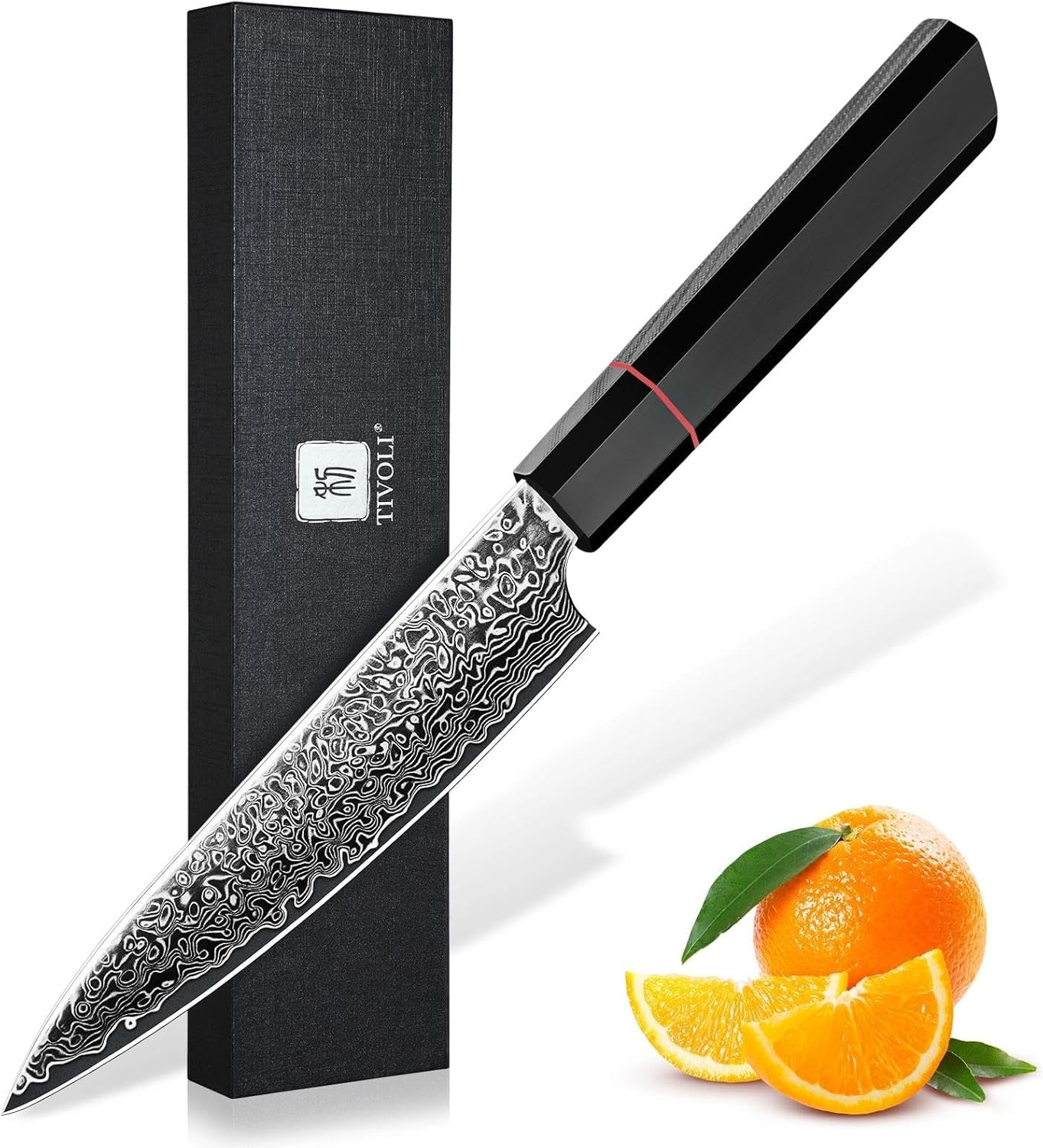 TIVOLI Japanese Gyuto Knife 10 Inch– VG-10 Damascus Chef Knife with Razor Sharp Blade and Ergonomic Olive Wood Handle, Ideal for Meat, Vegetables & Daily Cooking