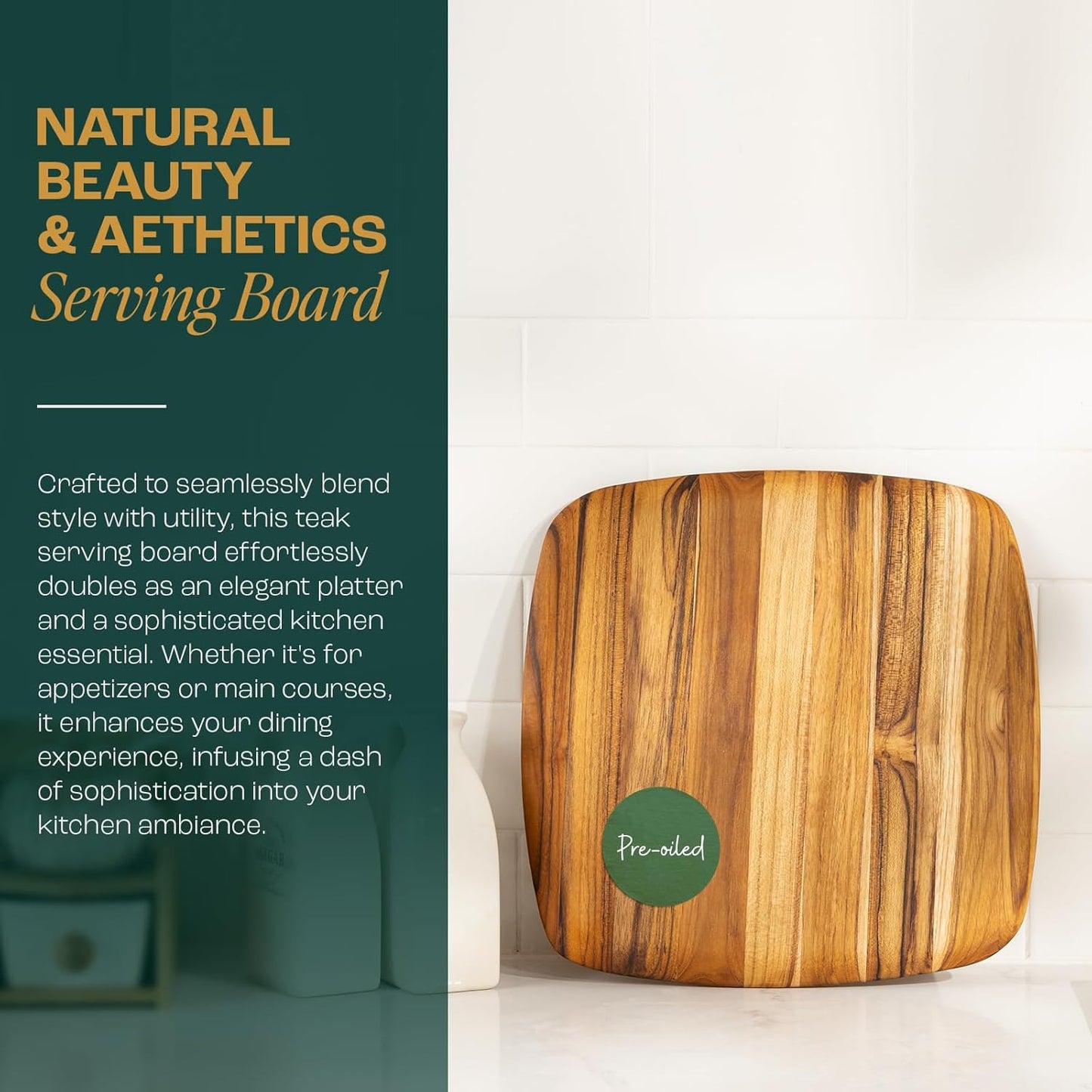 Yes4All Durable Acacia Cutting Boards for Kitchen, [17''Lx13''Wx1.5” Thick] Medium Edge Grain Cutting Board, Pre Oiled Wood Cutting Boards, Thick Chopping Board w/Juice Grooves and Easy Grip Handle