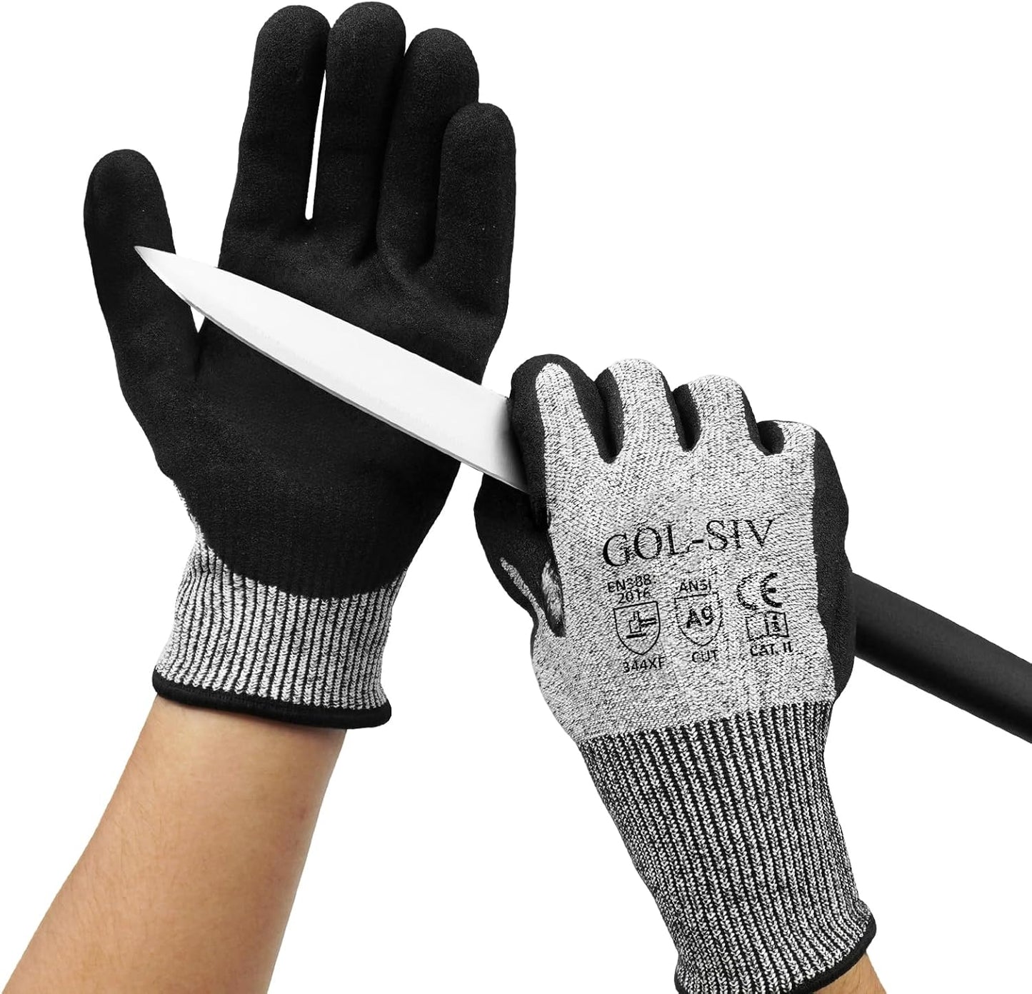 ANSI A9 Cut Resistant Gloves,Cut Resistant Work Gloves,Cut Proof Gloves Nitrile Coated For Metal Fabrication,Woodworking, Construction,Touch Screen,Large