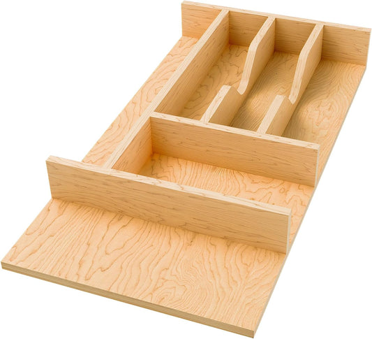 Rev-A-Shelf Natural Maple Right Size Utensil Insert Home Storage Kitchen Organizer 7 Compartment Drawer Accessory, 19 1/4" x 19 1/2", 4WCT-24SH-1