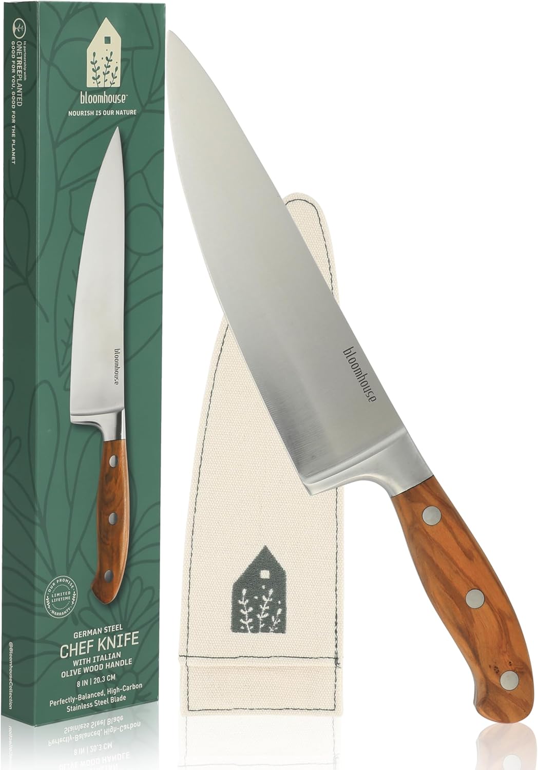 Bloomhouse - Two Time Oprah's Favorite Things Winner - 5" Utility Boning Kitchen Knife German Stainless Steel Blade w/Forged Italian Olive Wood Handle Full Tang for Meat Poultry & Precision Cutting