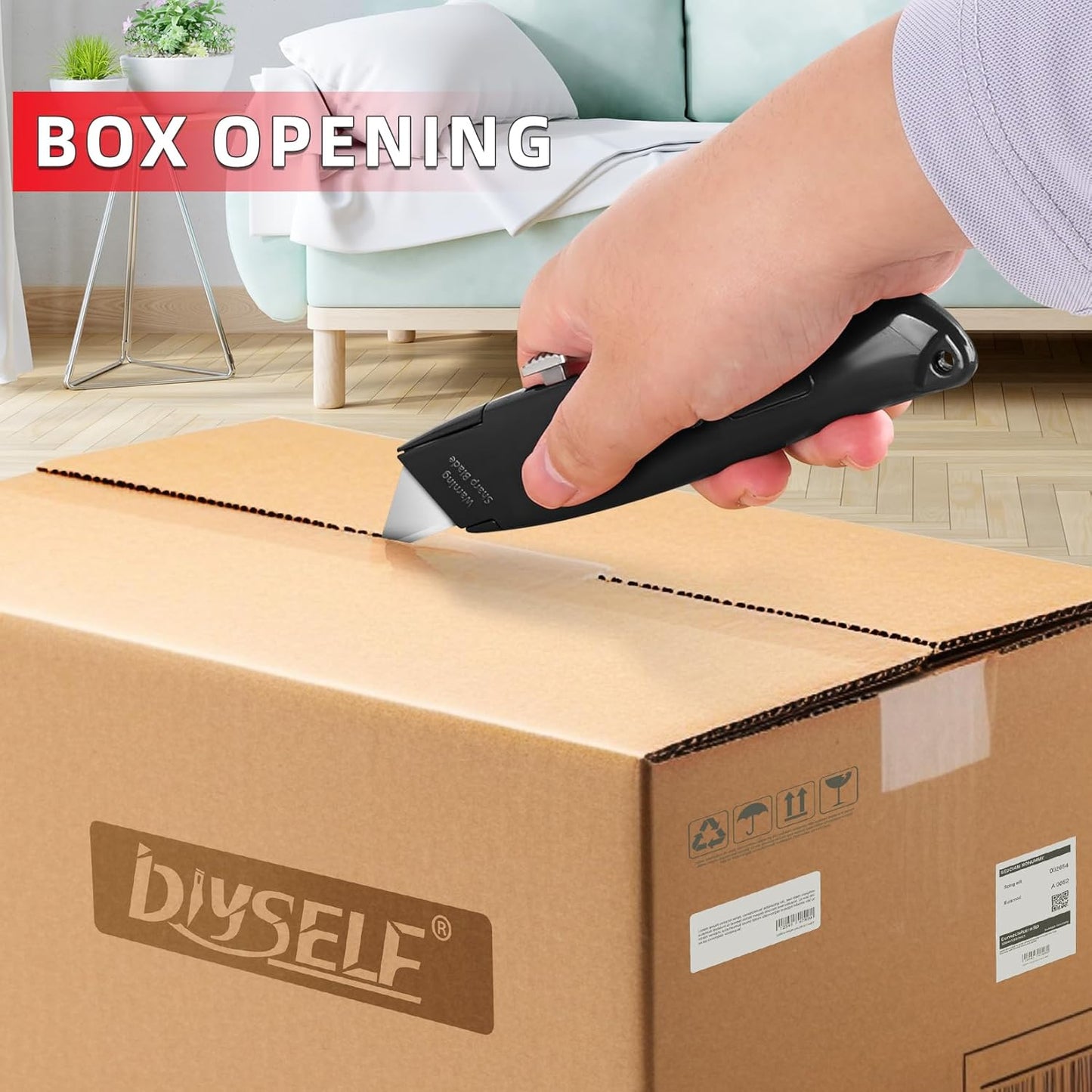 DIYSELF 2Pack Utility Knife Box Cutter Retractable Razor Blade Heavy Duty Box Cutters Knife PVC Pipe Cutter (Red)