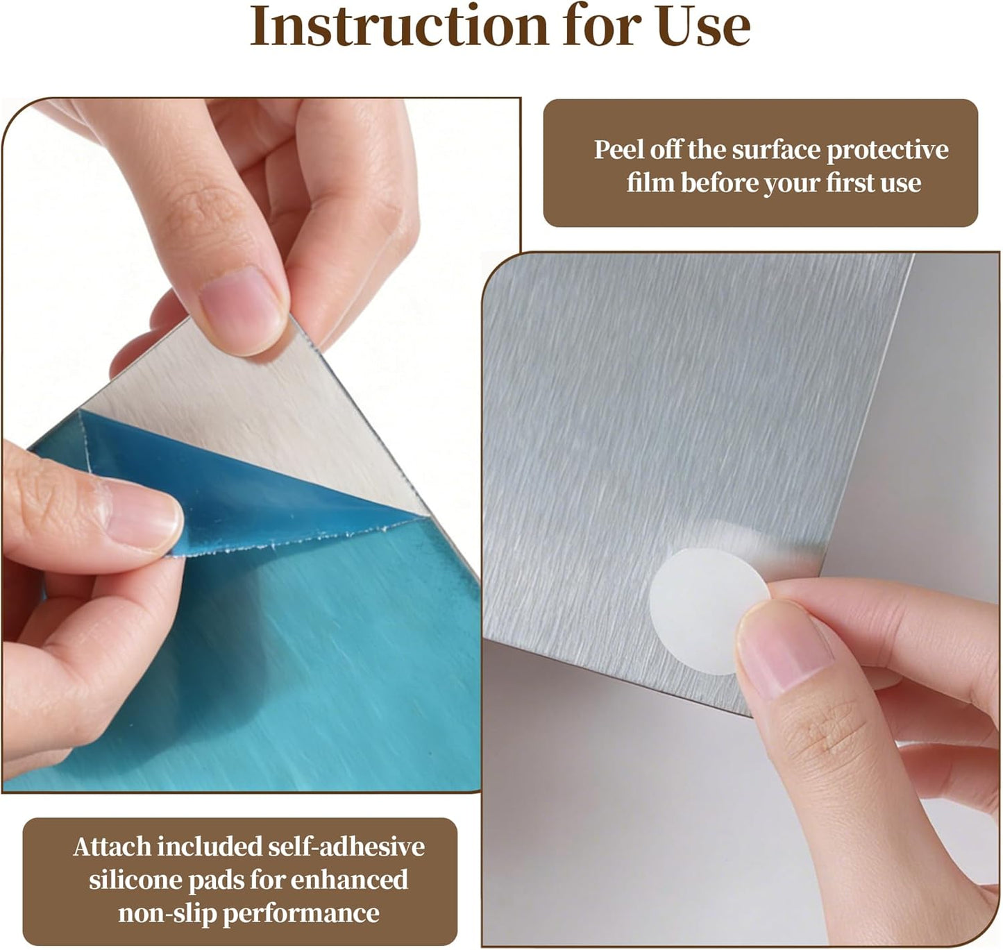 Stainless Steel Cutting Board with Lip, 16 x 12 Inches Kitchen Chopping Board for Countertop, Double-Sided Food-Grade Metal Cutting Board, L-Shaped Edge Chopping Mat for Kitchen Prep & Baking