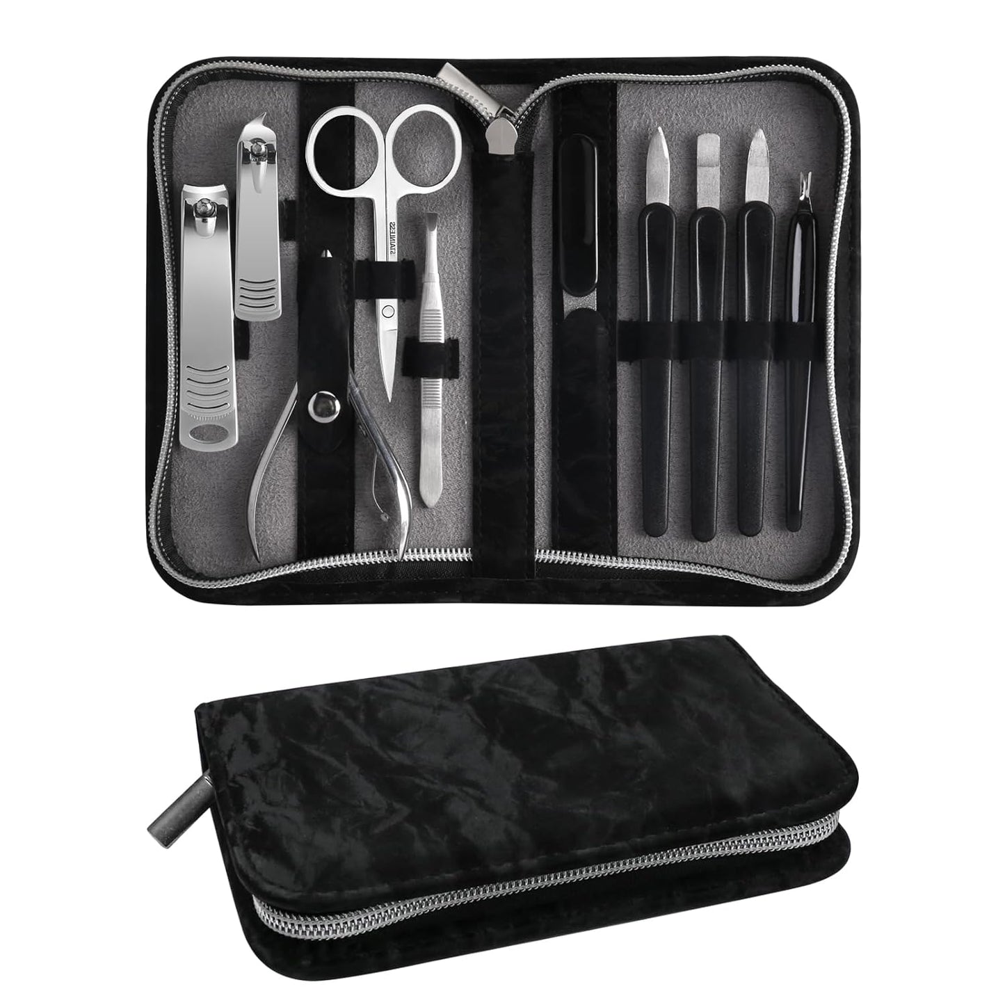 Manicure Pedicure Set, Nail Clipper Set 10-Piece Set Professional Manicure Kit Nail Kit with Portable Brown Travel Case Gift for Men Boyfriend Parent