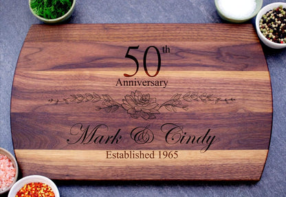 Blue Ridge Mountain Gifts Personalized Wood Cutting Board Laser Engraved Anniversary or Wedding Gift Custom Charcuterie Board Personalized Gift for Mothers