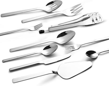 KINGSTONE 48-Piece Silverware Set with Steak Knives, Flatware Set for 8, Stainless Steel Tableware Cutlery Set for Home Restaurant, Mirror Finish,Modern Design