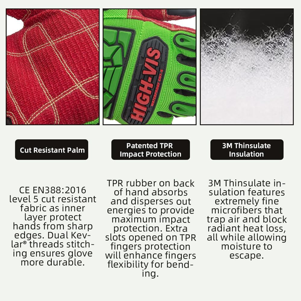 Seibertron High-Vis Series Cut Resistant Reducing Anti-Impact Mechanics Heavy Duty Safety Rescue Oil and Gas Gloves
