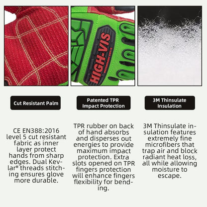 Seibertron High-Vis Series Cut Resistant Reducing Anti-Impact Mechanics Heavy Duty Safety Rescue Oil and Gas Gloves