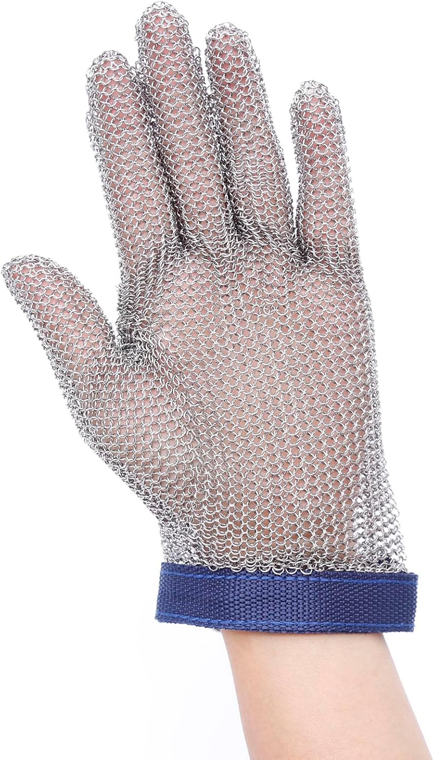 Cut Resistant Glove Food Grade Stainless Steel Chainmail Glove for Ultimate Cutting Protection Meat Cutting Oyster Shucking (L)