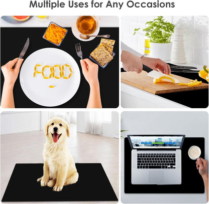 Extra Large Dark Green Countertop Mat - Silicone Table Kitchen Desk Mat - Non-Slip & Heat Resistant - Dinner Placemat Pastry Dough Rolling Mat - Colors A