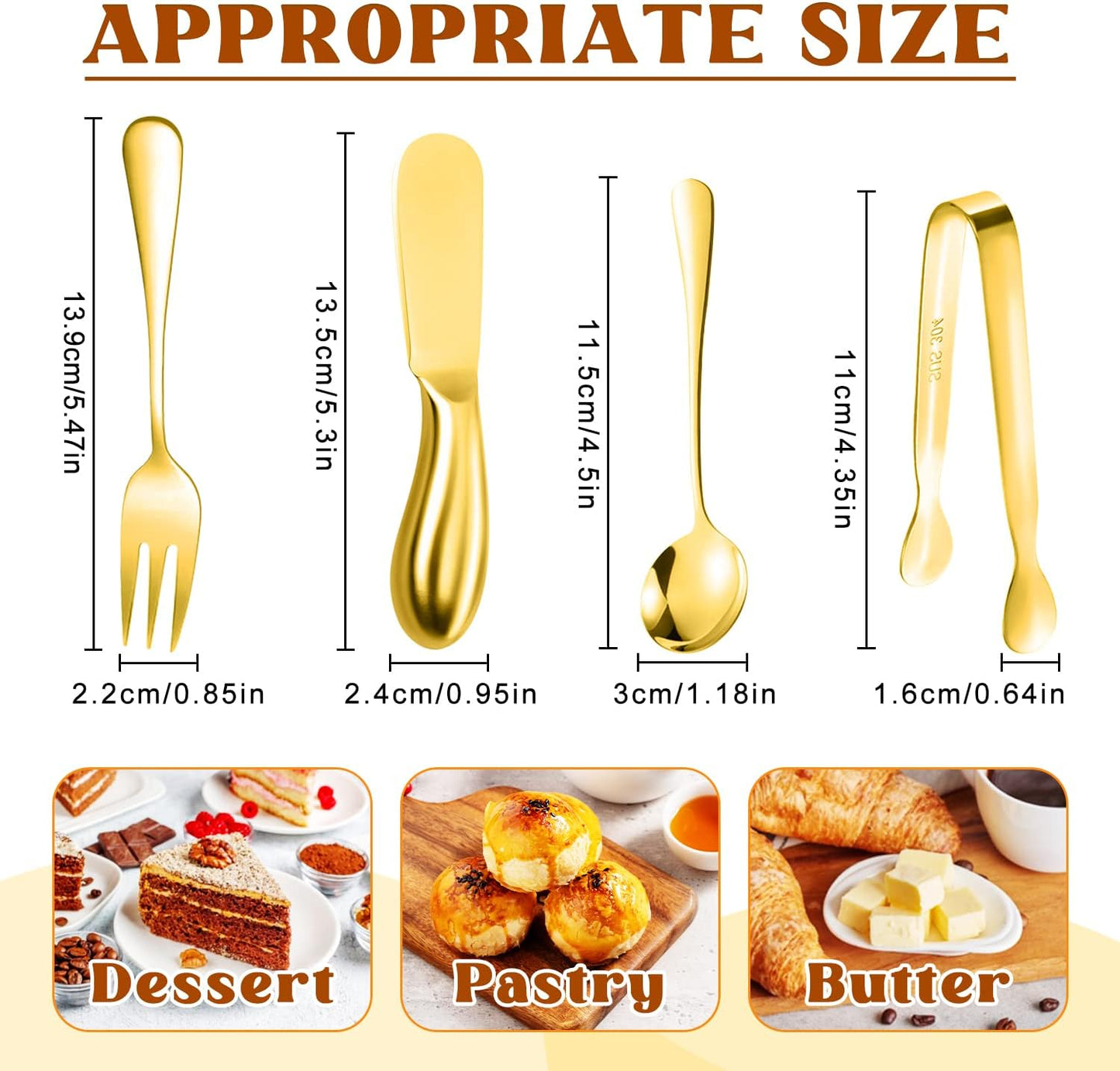 Cheese Butter Spreader Knives Set Charcuterie Accessories 16 Pieces Charcuterie Boards Utensils Stainless Steel Spreader Knife Mini Serving Tongs Spoons and Forks for Jam Appetizers Pastry (Gold)