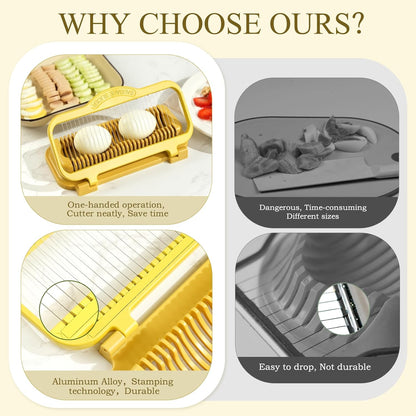 Egg Slicer for Hard Boiled Eggs Banana Slicer, Aluminium & Stainless Steel Wires Heavy Duty Bigger for Strawberry Mushroom, Dishwasher Safe
