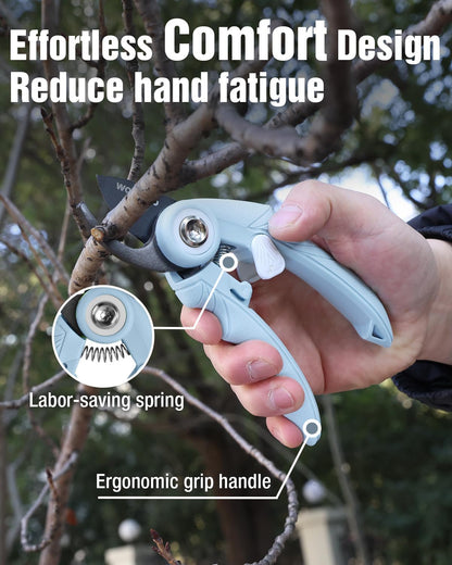 WORKPRO 6.9" Bypass Pruning Shears, Gardening Scissors with Sharp SK5 Steel Blade, Handheld Garden Floral Clippers for Rose, Plants, Flowers, Fruits Trees, Gardening Gifts for Women & Men, Green