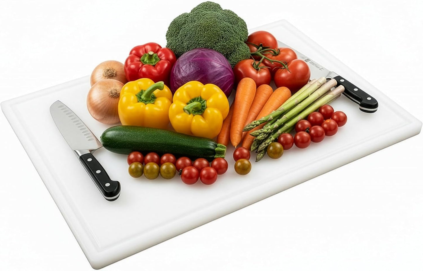Commercial Grade Plastic Cutting Board with Juice Groove - 18 x 12 Inch for Carving Meat, Grilling, BBQ - 1/2" Thick White HDPE Poly for Food Service