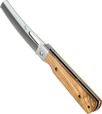 SENBON 440A stainless steel Gift wrapped 4 piece set sharp pocket folding Japanese chef knife universal peeling knife bread knife set portable kitchen knives with natural olive handle