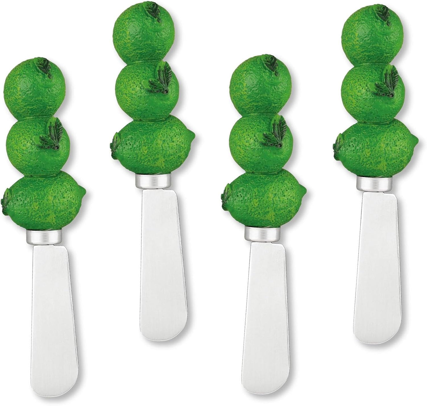 Supreme Housewares Pineapple Cheese Spreaders, Hand-Painted Resin Handles with Stainless Steel Blades for Spreading Cream Cheese, Butter, Jam, or Sandwich, Set of 4