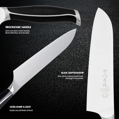 SHI BA ZI ZUO Meat Cleaver Set Chinese Style Patterns 7.09”&6.97" Chef Knife Stainless Steel Professional Kitchen Cleaver And Santoku Knife (Kitchen Knife Set 2 Pcs)