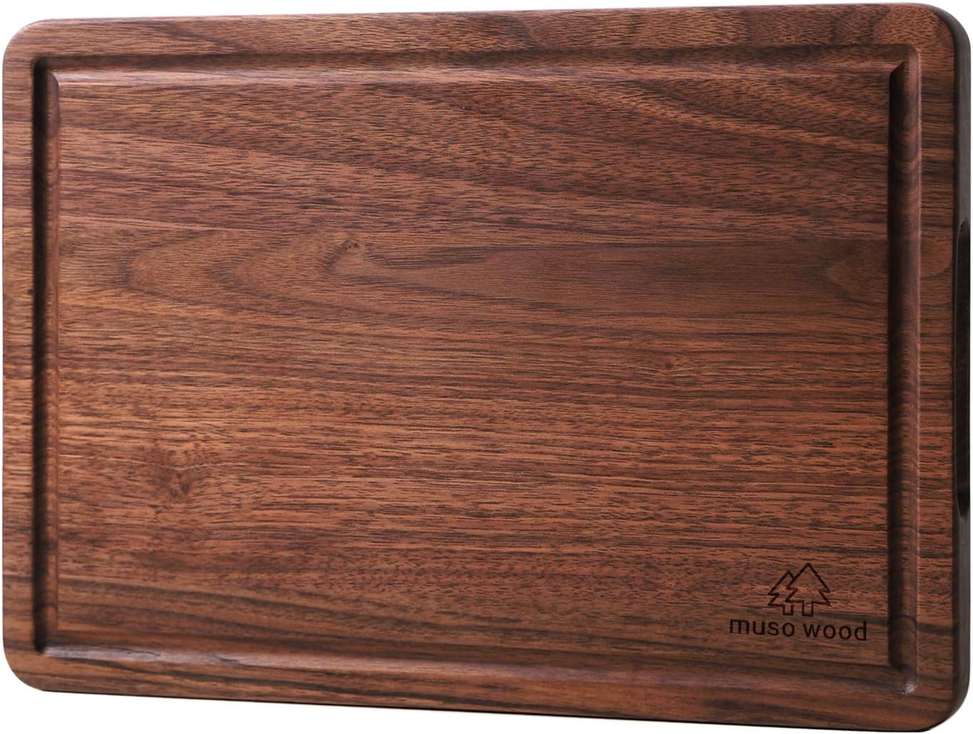 Muso Wood Small Cutting Board with Handle, Walnut Wooden Chopping Boards for Bread, Vegetables & Fruits, Dinner Cheese Board with Hole(15.2x7.3 Inches)