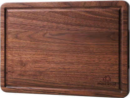 Muso Wood Small Cutting Board with Handle, Walnut Wooden Chopping Boards for Bread, Vegetables & Fruits, Dinner Cheese Board with Hole(15.2x7.3 Inches)