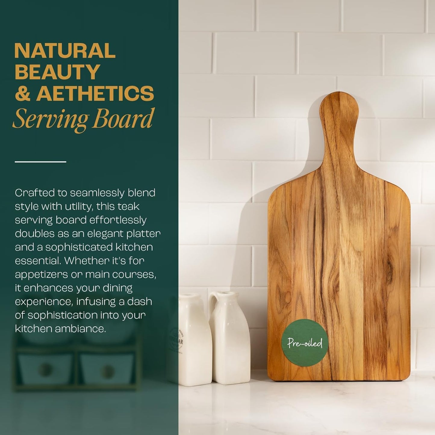 Yes4All Durable Acacia Cutting Boards for Kitchen, [17''Lx13''Wx1.5” Thick] Medium Edge Grain Cutting Board, Pre Oiled Wood Cutting Boards, Thick Chopping Board w/Juice Grooves and Easy Grip Handle