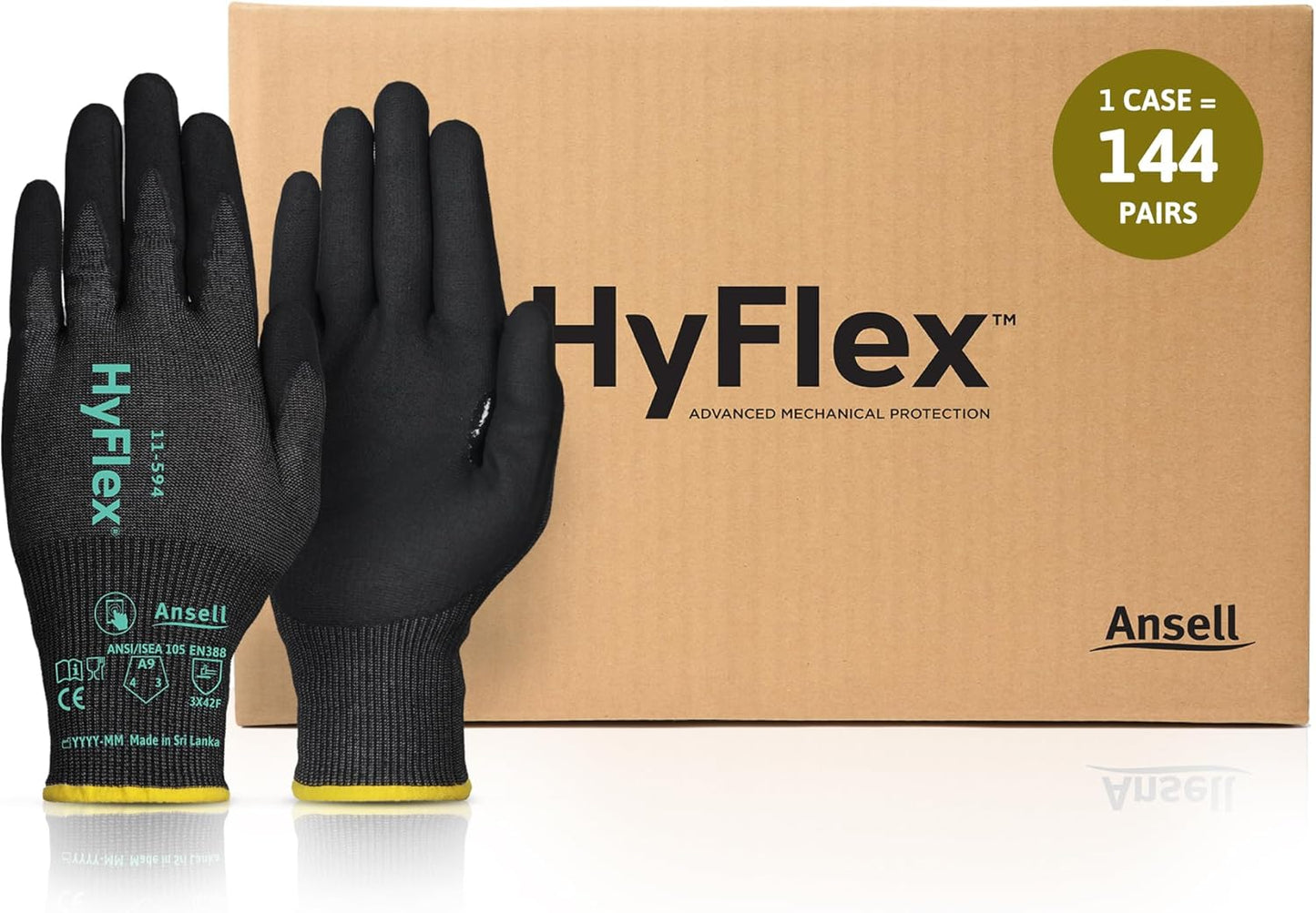 Ansell HyFlex Cut Resistant Touchscreen Work Gloves with Aerofit Precision Comfort Technology