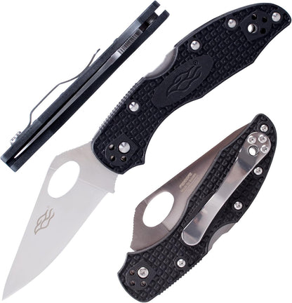 Firebird GANZO F759MS-BL Folding Pocket Knife 440C Stainless Steel Serrated Blade Anti-Slip Handle with Clip Fishing Camping EDC Utility Pocket Knife (Blue)