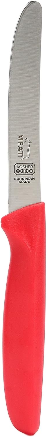 The Kosher Cook Parve Green Kitchen Knife – 4.5” Steak and Vegetable Knife - Razor Sharp Curved Tip, Straight Edge - Color Coded Kitchen Tools