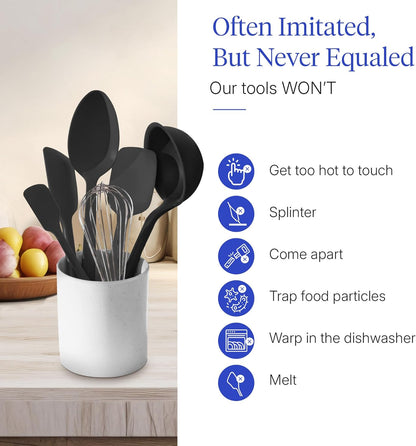 GIR: Get It Right 5 Piece Silicone Ultimate Kitchen Utensils Set - Ladle, Spatula, Flip, Spoon & Spoonula - Non-Toxic Cooking Utensils for Nonstick Cookware, Cooking and Baking - Red