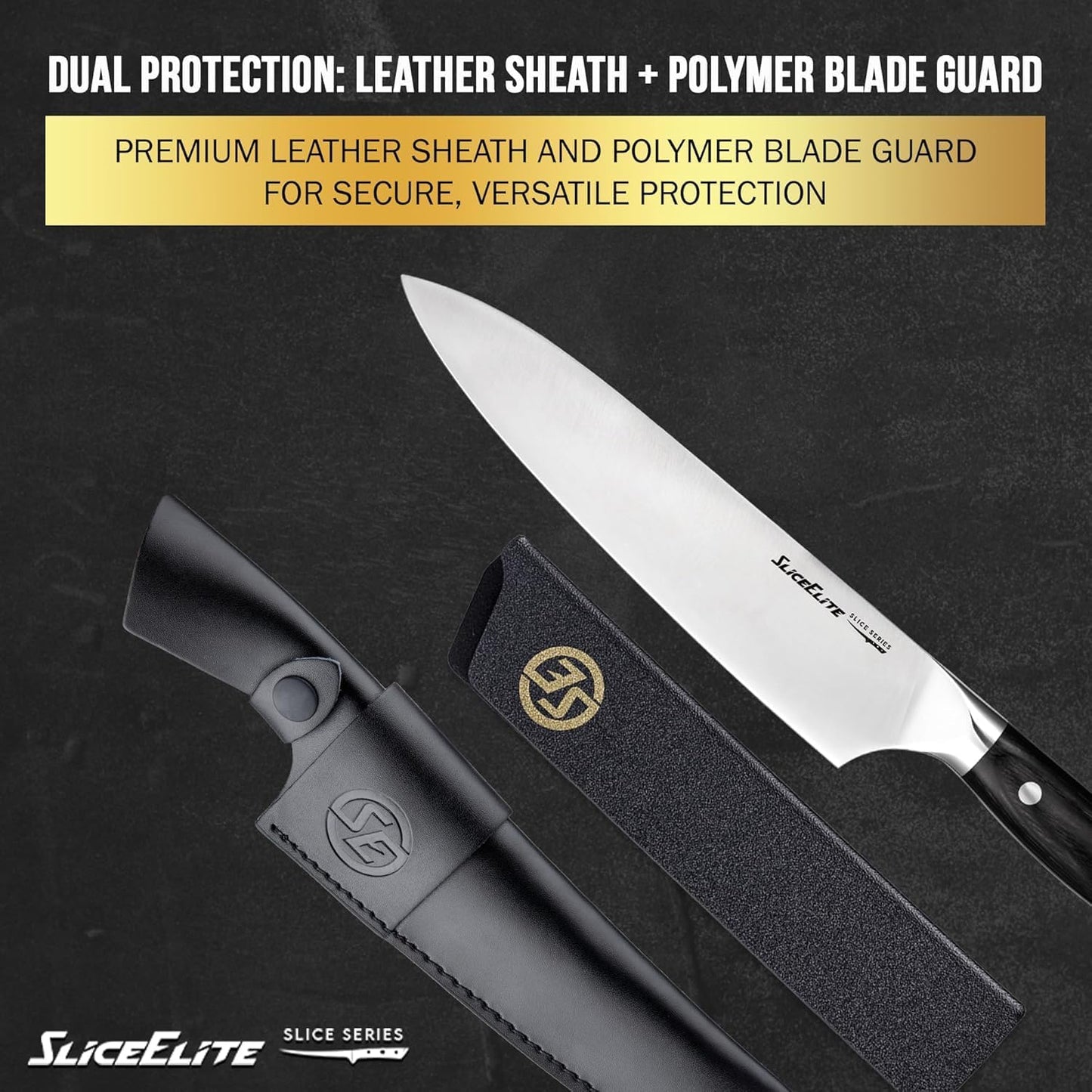 SliceElite Slice Series 8 Inch Carving Knife High Carbon German Stainless Steel Pakkawood Handle Brisket Slicer Chopper BBQ Chef Sharp Fruit Vegetable Butcher Kitchen Cutting Meat Tool Gift Precision
