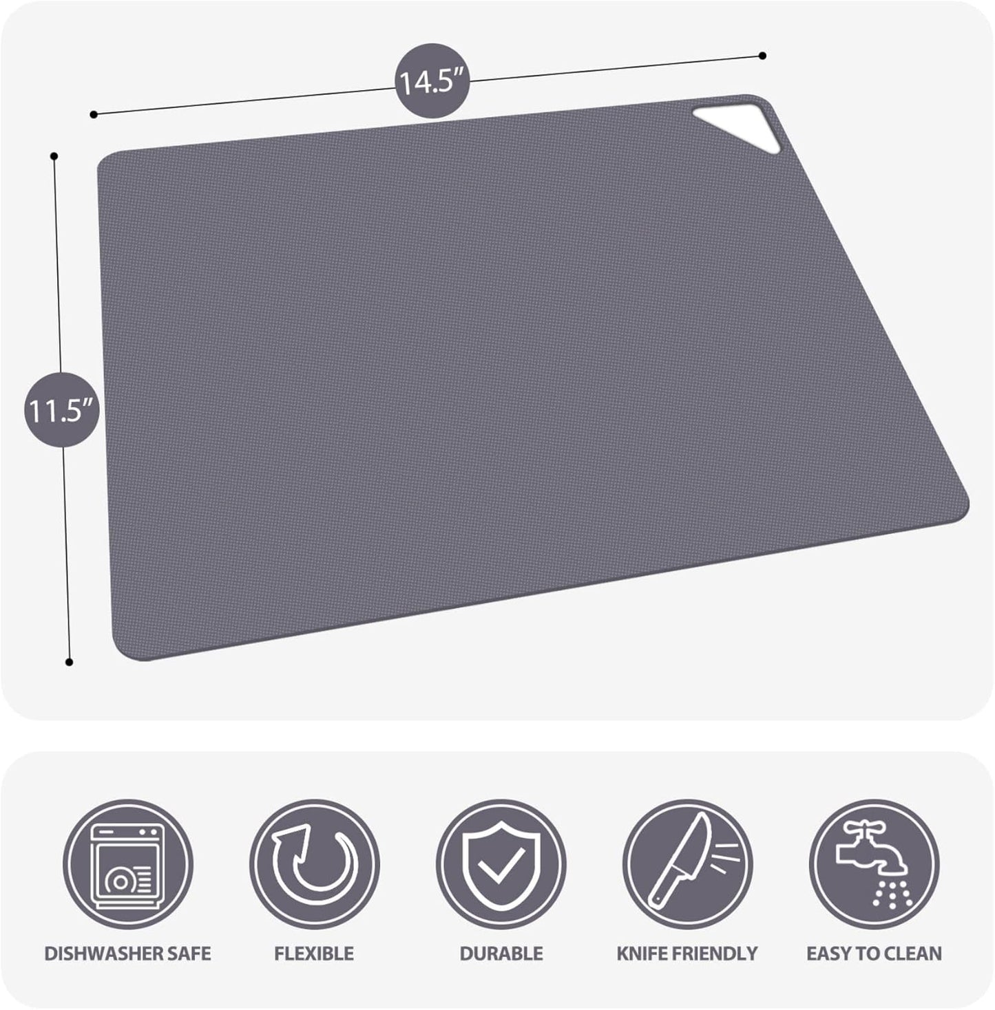 WK Flexible Plastic Cutting Boards Mats for Kitchen, Flexible Non Slip Cutting Mat, Thin Cutting Sheets, BPA Free, Dishwasher Safe, Multi Sizes