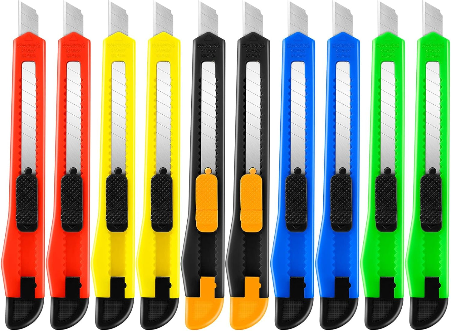 4 Pack Box Cutter Retractable, Utility Knife 9MM Wide Snap-Off Blades, Exacto Knife for Cutting Box, Wrapping, Cardboard, Extended Razor Knife, Box Opener Perfect for Office, Home, School