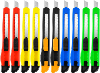4 Pack Box Cutter Retractable, Utility Knife 9MM Wide Snap-Off Blades, Exacto Knife for Cutting Box, Wrapping, Cardboard, Extended Razor Knife, Box Opener Perfect for Office, Home, School