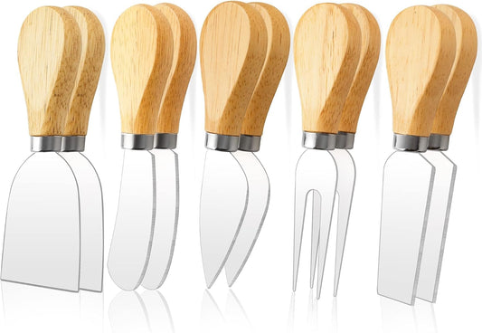 10 Pcs Cheese Knives, Wooden Handle Cheese Knife Set for Charcuterie Board, Mini Steel Stainless Cheese Cutter, Spreader, Fork for Party Wedding Christmas, Charcuterie Accessories