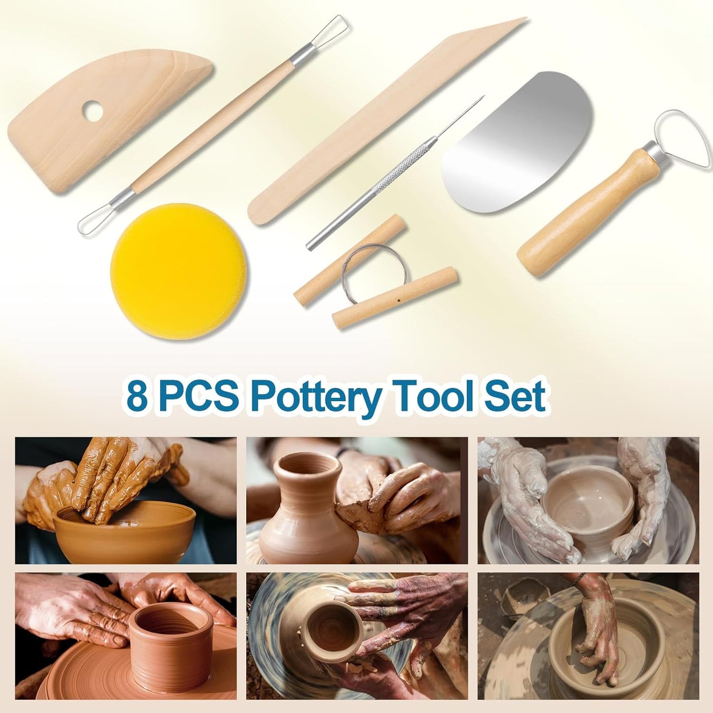 Amrules Clay Tools Kit, 12 PCS Polymer Clay Cutter Tools, Rectangle Shape Acrylic Press Board and Roller Pin Supplies Suitable for Shaping, Carving, Pottery Craft and DIY Projects