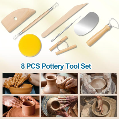 Amrules Clay Tools Kit, 12 PCS Polymer Clay Cutter Tools, Rectangle Shape Acrylic Press Board and Roller Pin Supplies Suitable for Shaping, Carving, Pottery Craft and DIY Projects