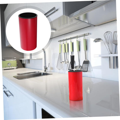 Garneck Universal Knife Block for the Kitchen - Metal Utensil Holder with Space for Kitchen Knives - Scissors and More - Practical Organiser for Drawer and Worktop - Red