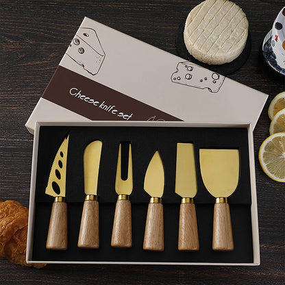 Stainless Steel Cheese Knife Set with wood Handle,Professional Cheese Slicer, Spreader & Fork for Charcuterie Boards, Cheese Platters, Kitchen & Entertaining, Christmas Gift for Women & Men (4)