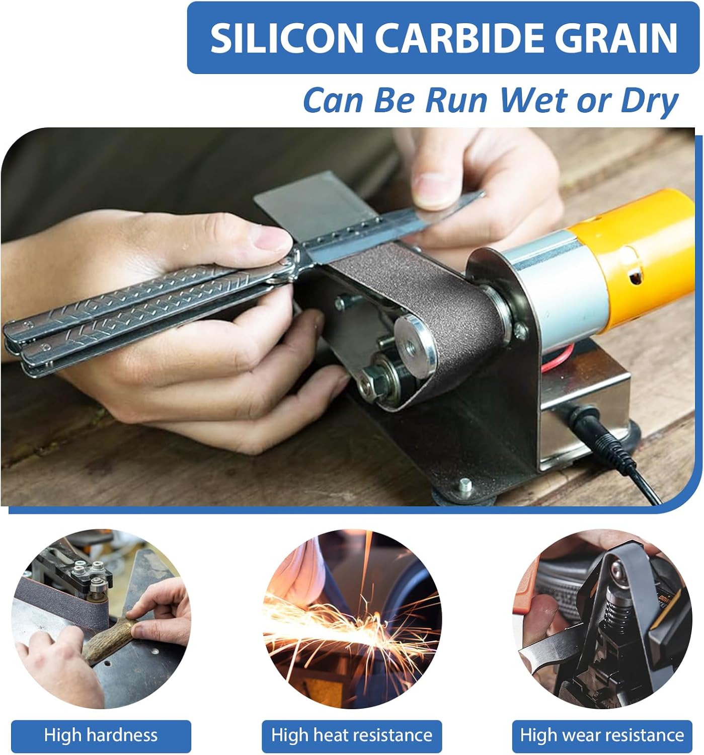 1x30 Inch Silicon Carbide Sanding Belts, 4 PCS Each of 80,120, 240, 400, 800,1000 Grits Knife Sharpening Belt Kits for 1 x 30 Inch Belt Sander, 24 Pack