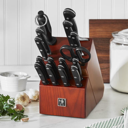 HENCKELS Classic Razor-Sharp 16-Piece Knife Block Set, Chef Knife, Bread Knife, German Engineered Informed by 100+ Years of Mastery
