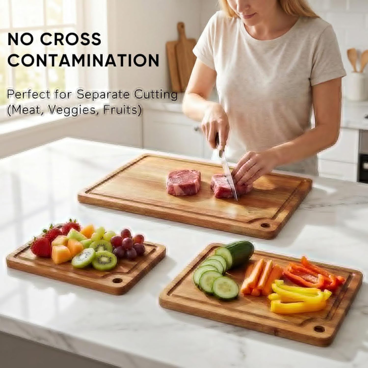 Acacia Wood Small Cutting Board for Kitchen, 10x7 Inch Mini Chopping Bar Board with Juice Groove & Hanging Hole, Thickened Portable Cheese Board for Camping,BBQ, Dorm, RV and Small Spaces