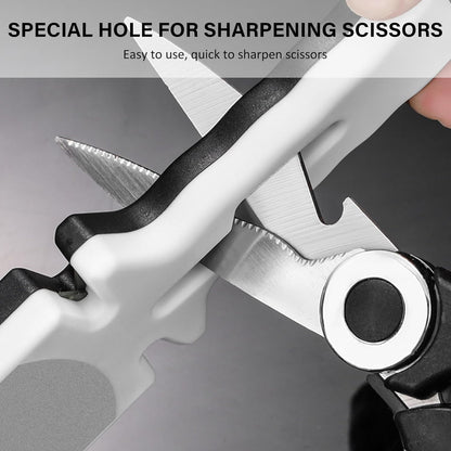 NileHome 4-in-1 Knife Sharpener, Professional kitchen knife sharpeners are suitable for steel knives, fruit knives, scissors, and all kinds of knives—Black Red