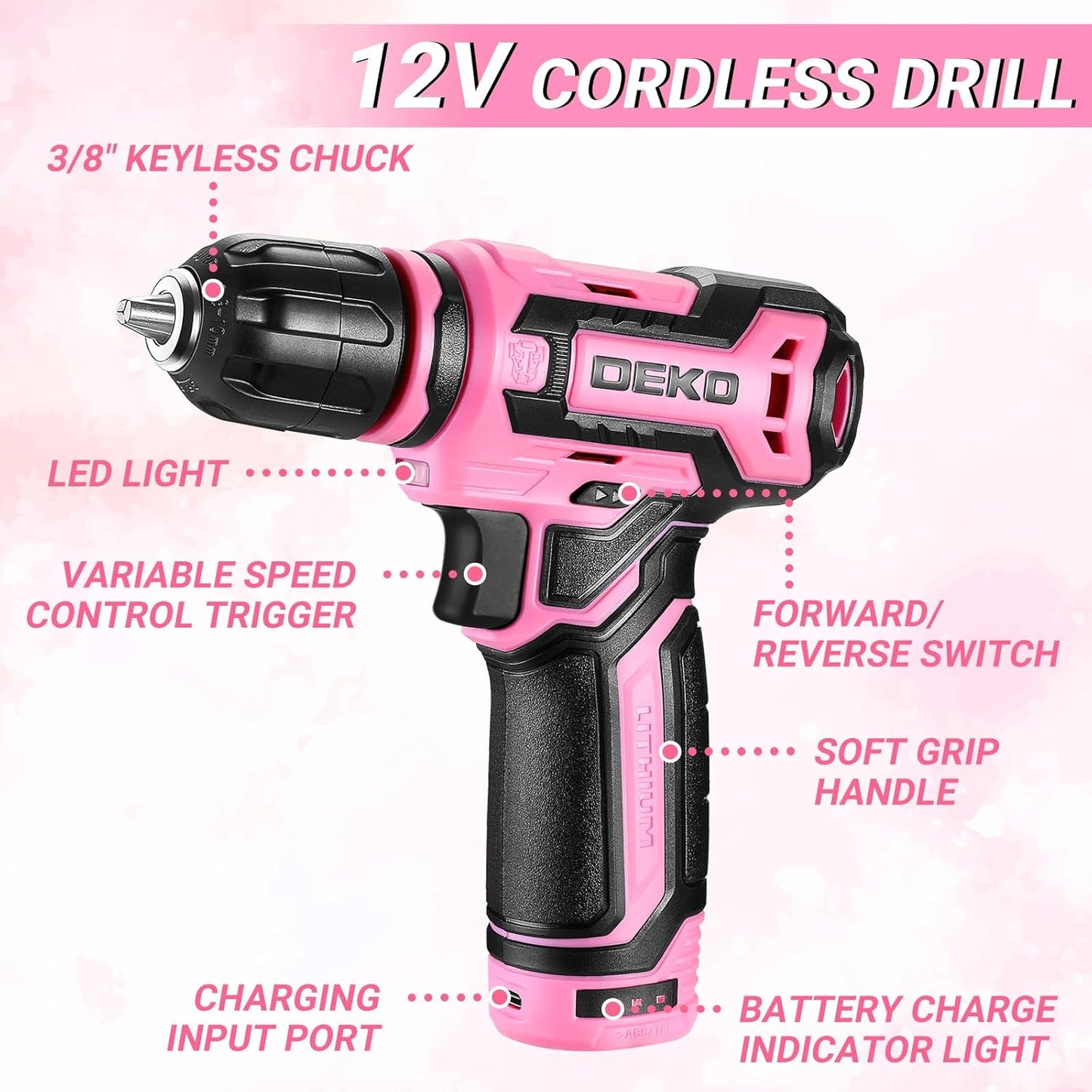 Tool Set: Tool Kit with 12V Cordless Drill, Hand Toolbox with storage case, Mechanic Tool set for Home Repairs, Blue