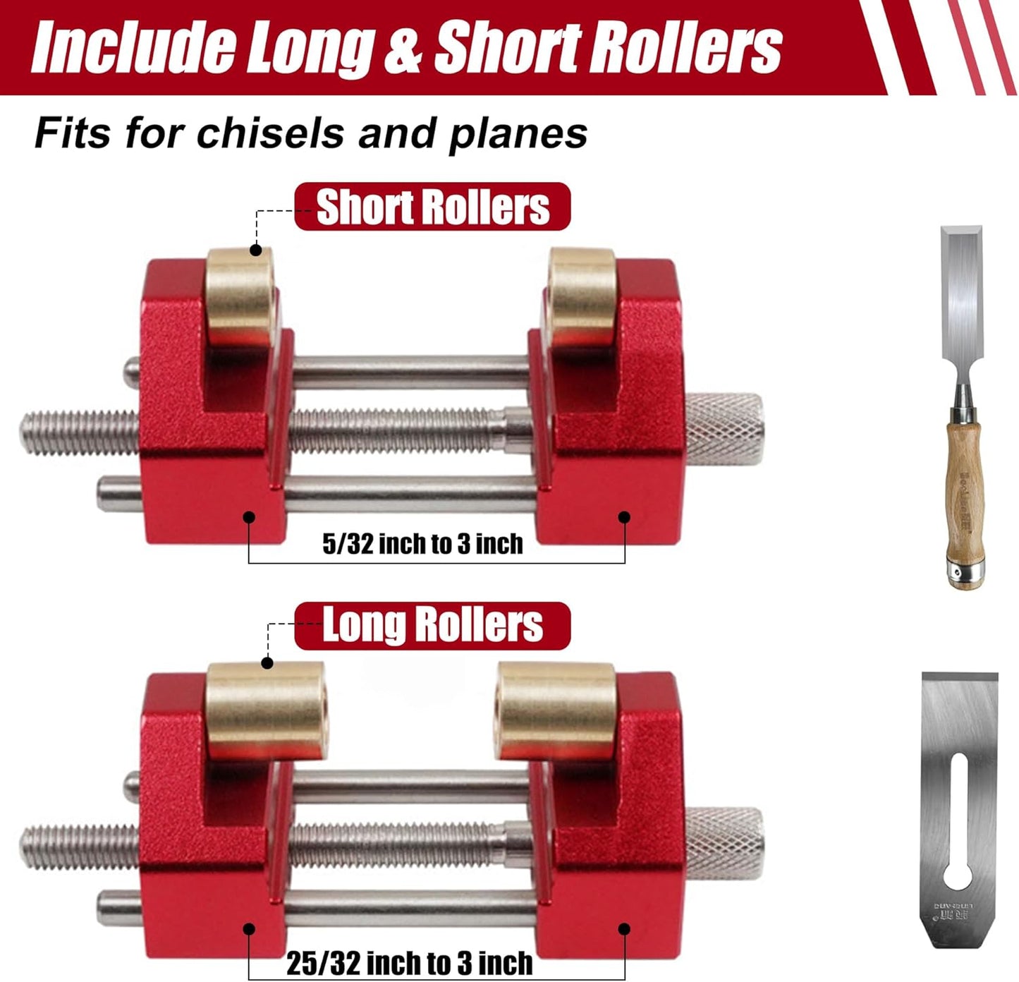 Honing Guide System Chisel Sharpening Kit for Woodworking Chisels and Planes, Chisel Sharpening Jig with Adjustable Angle Fixture and Angle Gauge, Red