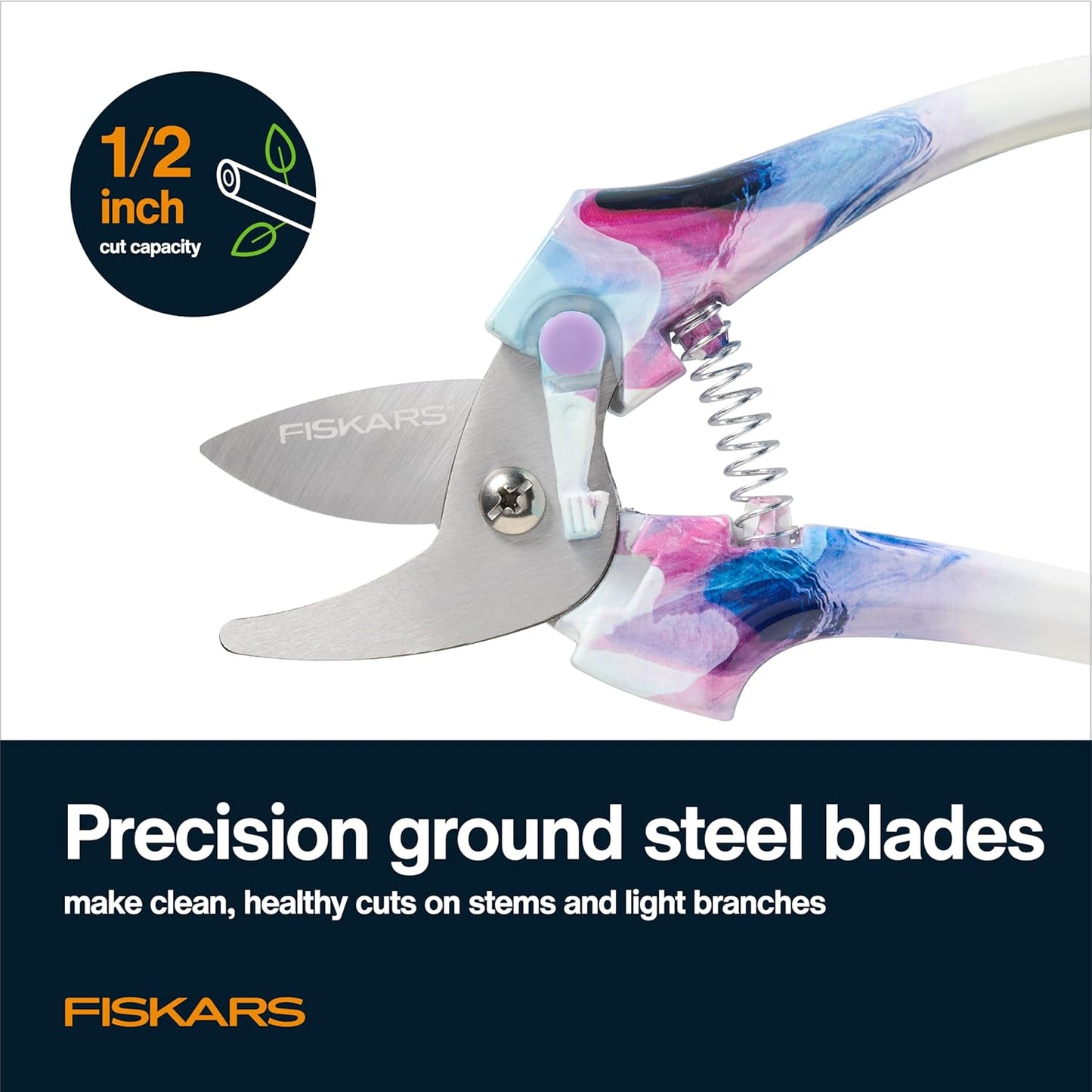 Fiskars 2-Piece Pruning & Veggie Shears Set, Explore Collection Garden Tool Kit, Bypass Pruner for Light Trimming, Vegetable Shears with Serrated Stainless Steel Blades for Harvesting Flowers & Herbs